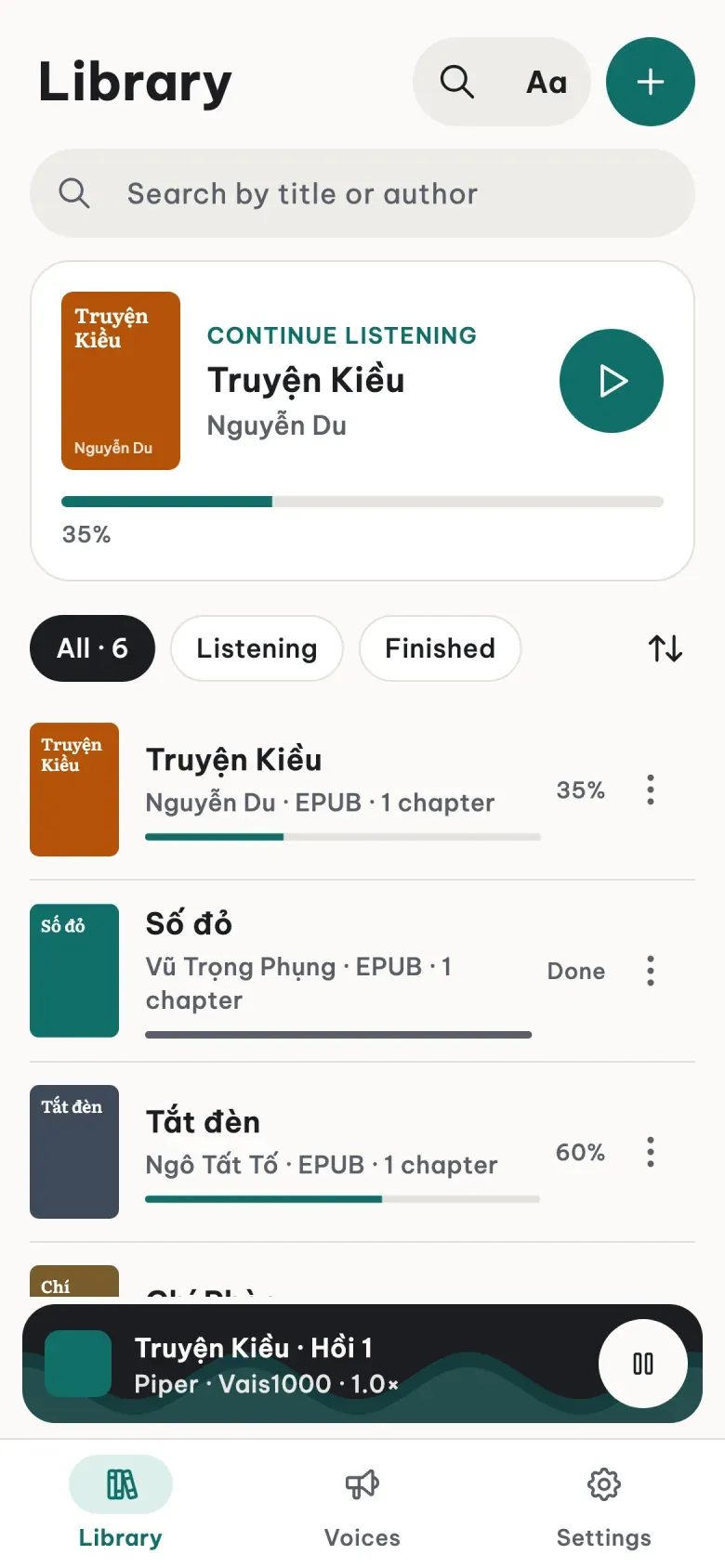 The LeziBook library in English: The Tale of Kiều in progress, Số đỏ, Tắt đèn, Chí Phèo and a mini player